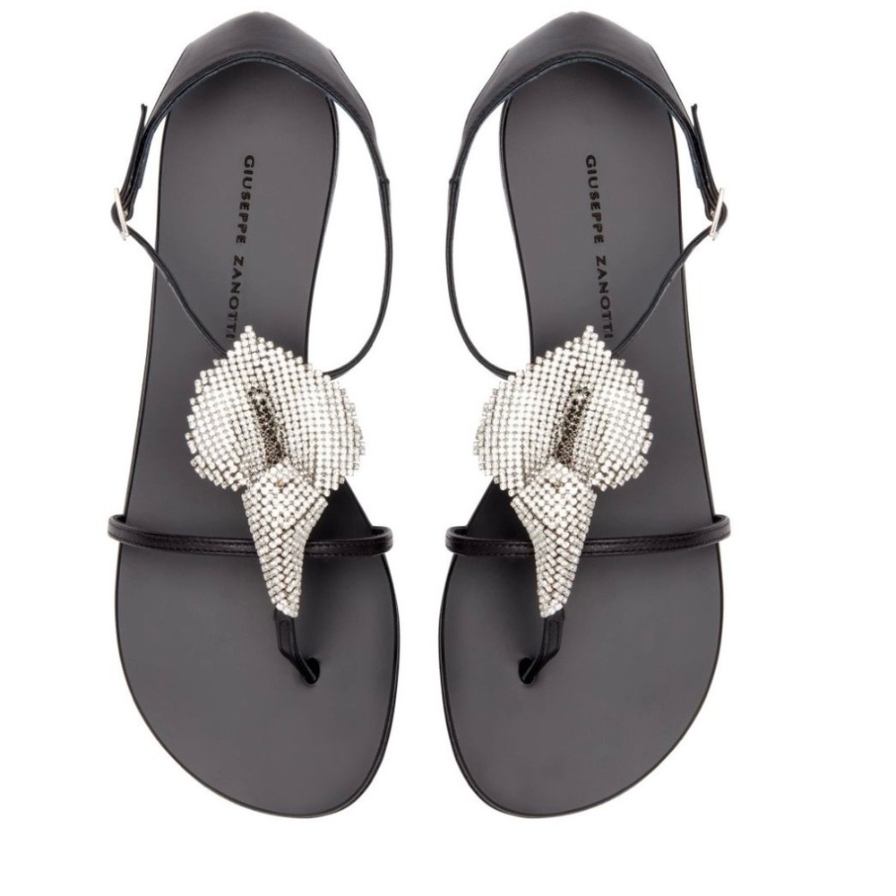 Giuseppe Zanotti Black Sandals with Crystal (  sole protection $65 included)